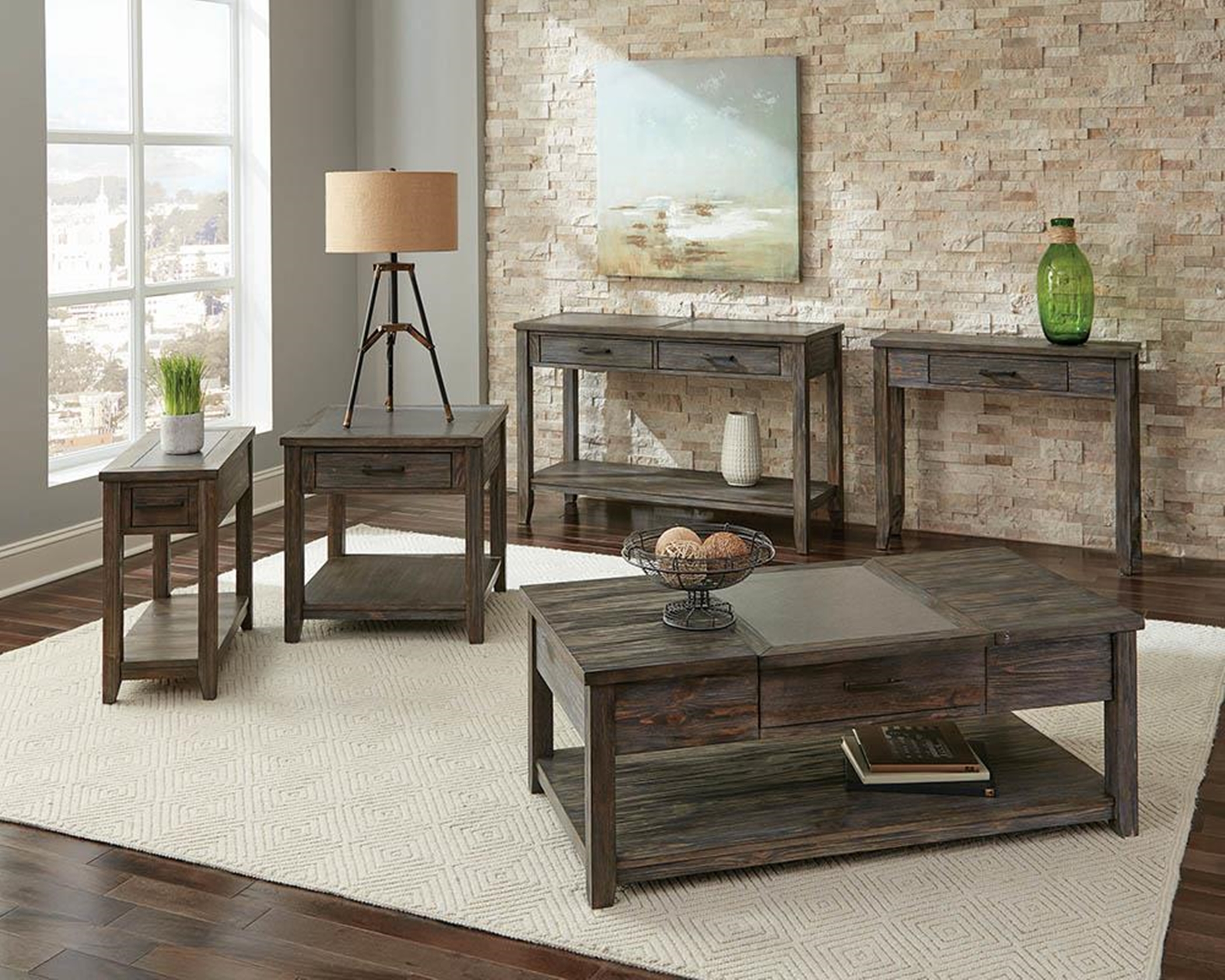Rustic Brown Console Table - Click Image to Close