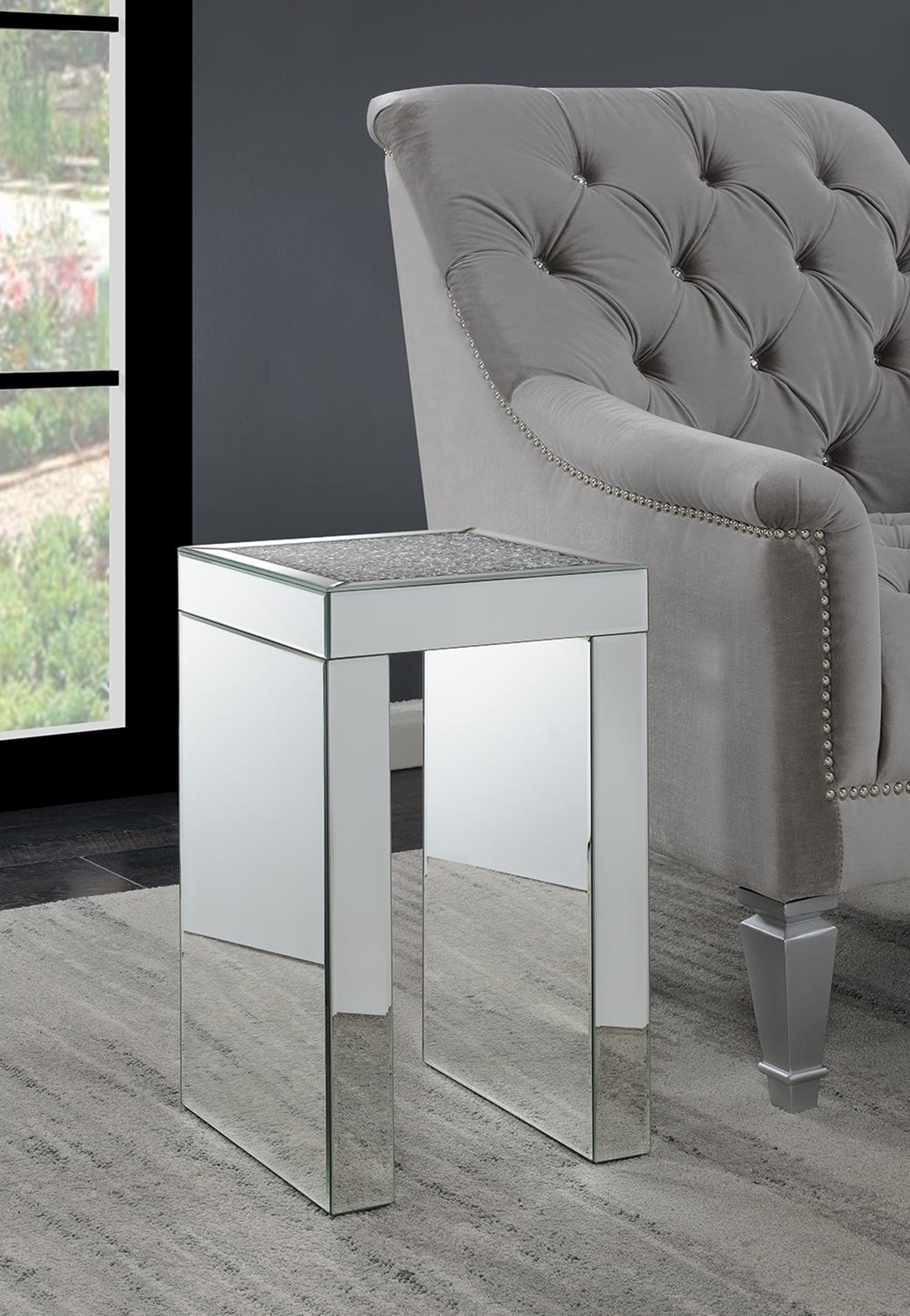 Contemporary Mirrored Side Table - Click Image to Close