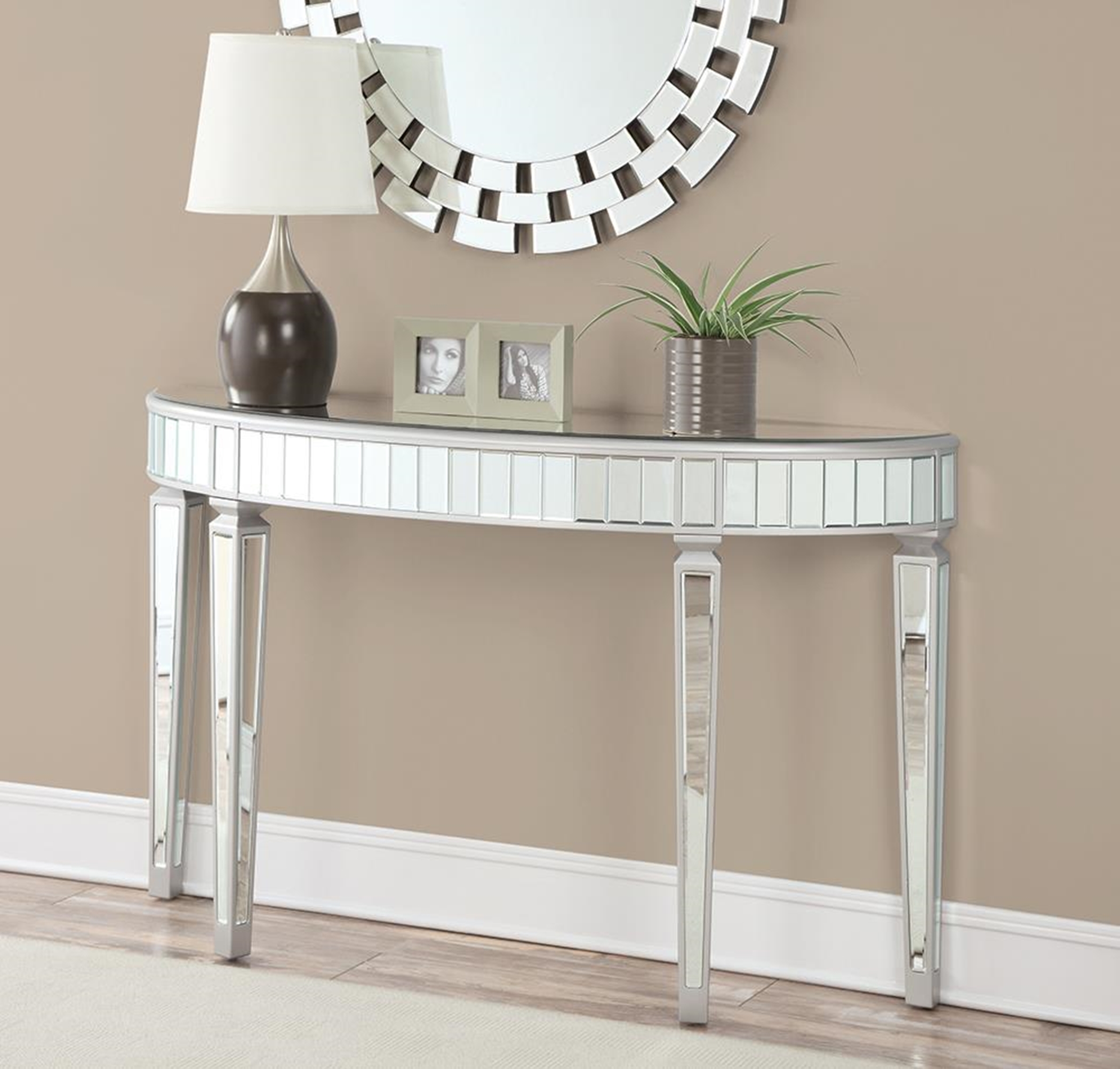 Contemporary Mirrored Console Table - Click Image to Close