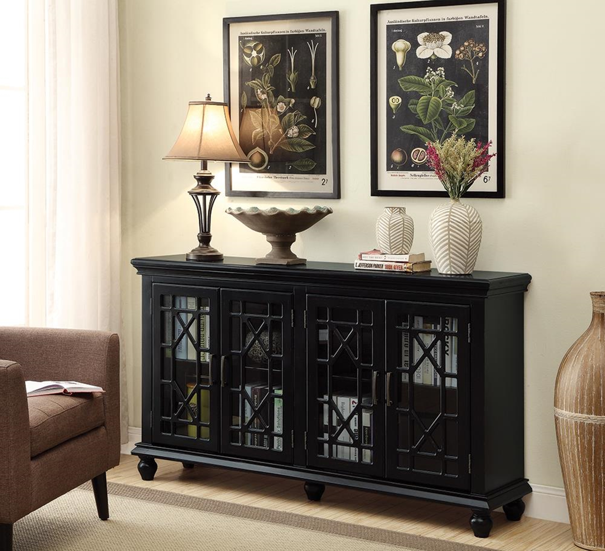 Traditional Black Accent Cabinet - Click Image to Close