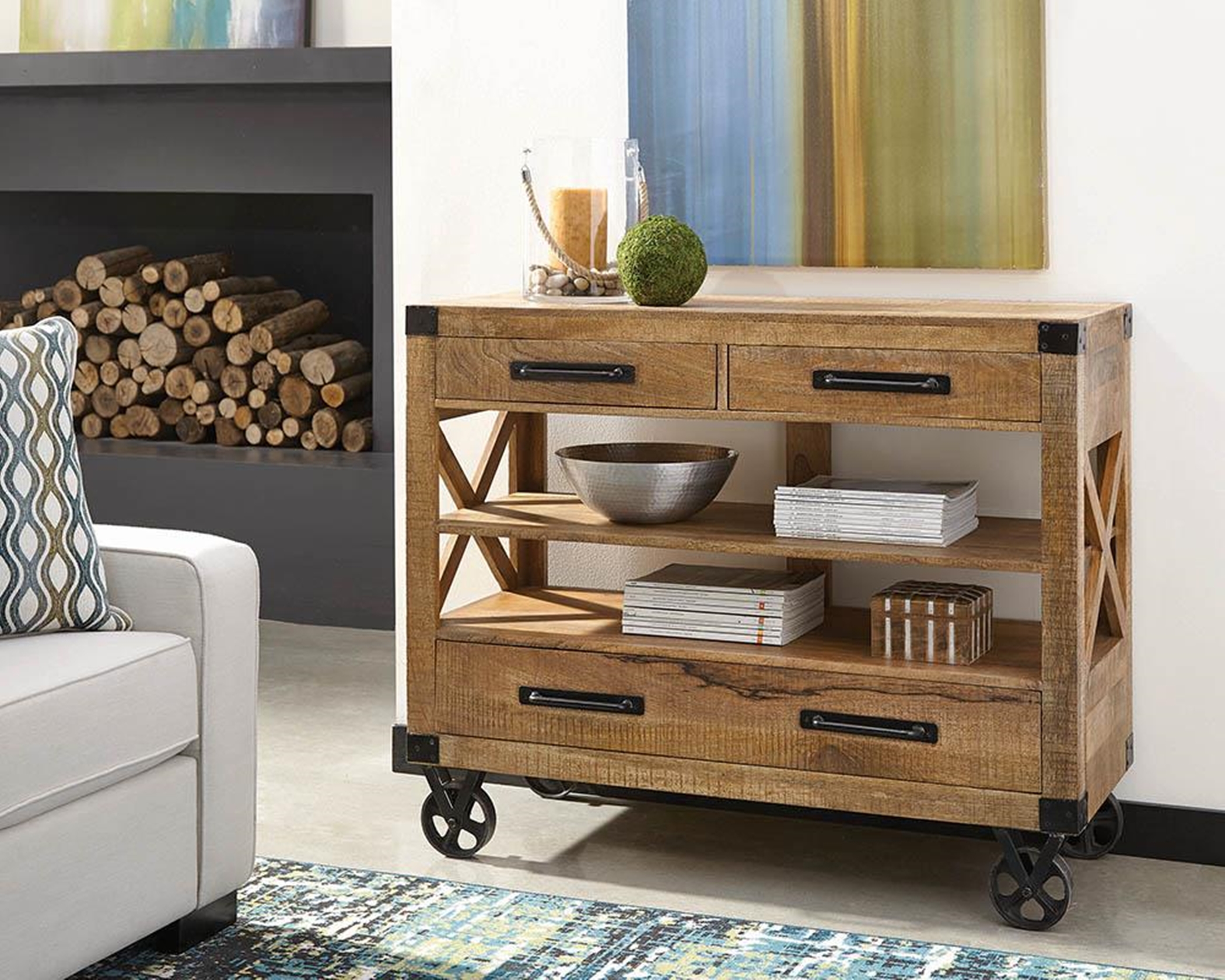 Rustic Natural Mango Accent Cabinet - Click Image to Close