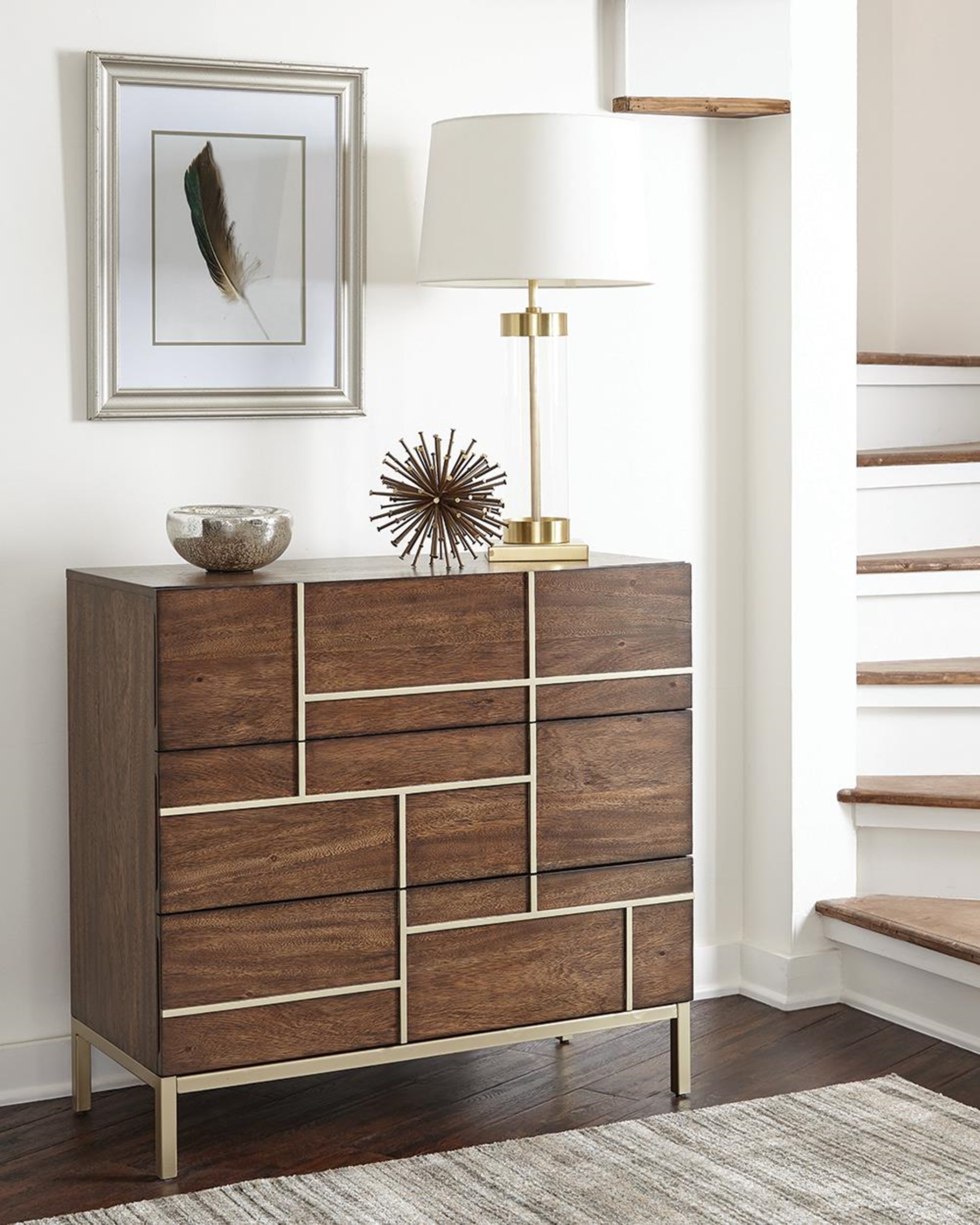 Mid-Century Modern Warm Brown Accent Cabinet - Click Image to Close