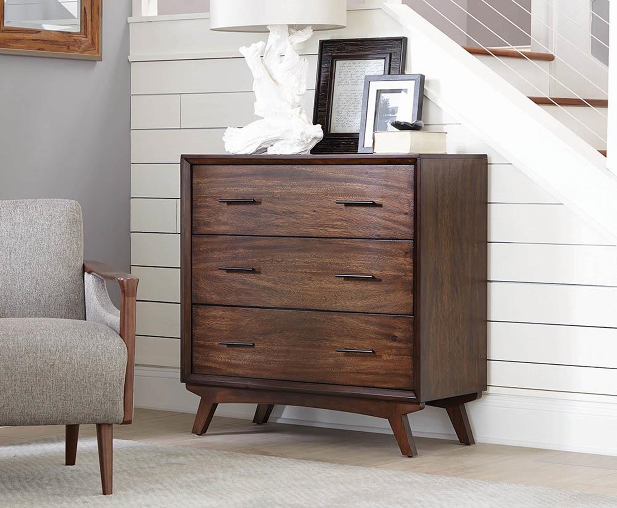 Mid-Century Modern Warm Brown Accent Cabinet - Click Image to Close
