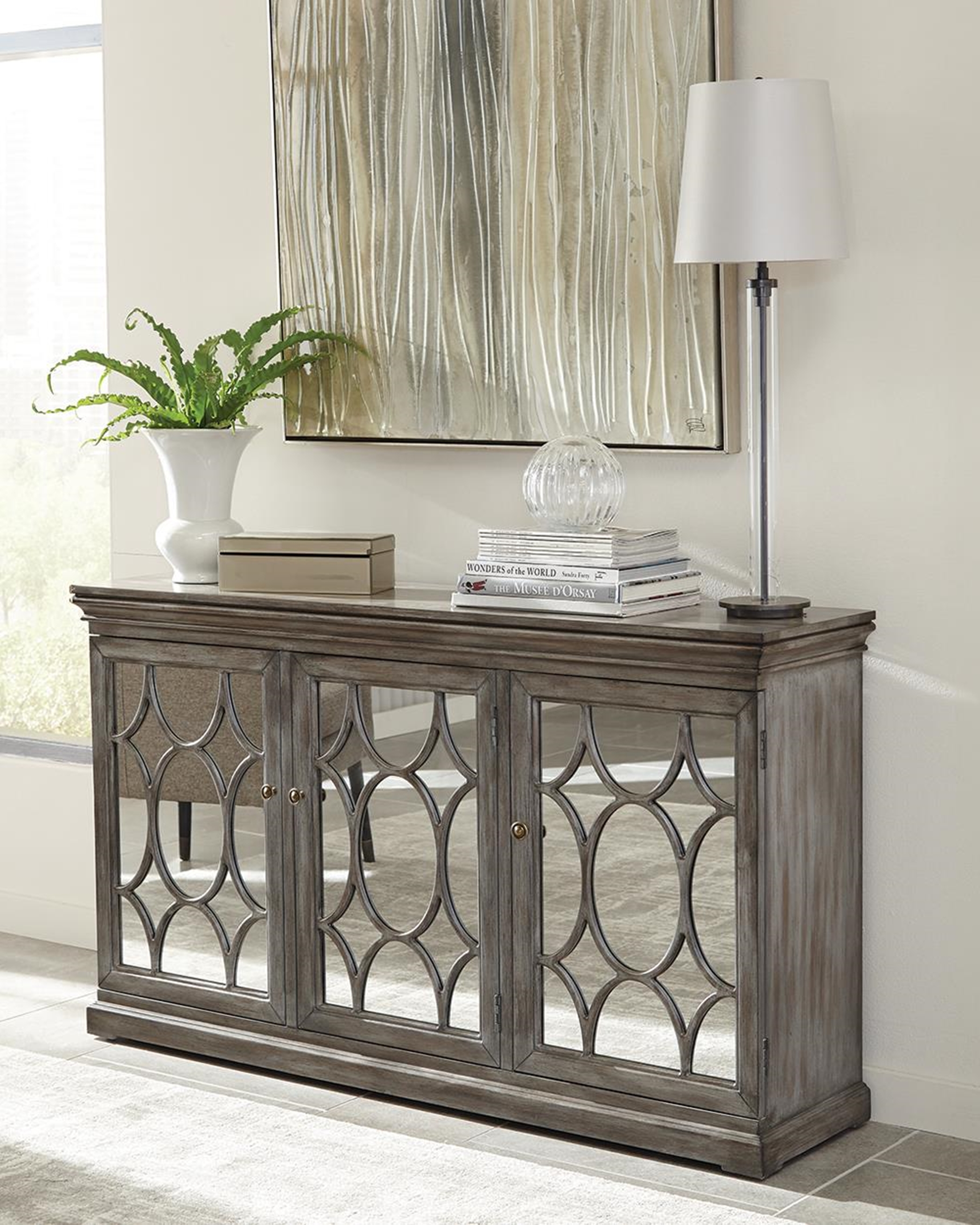 Transitional Antique Grey Accent Cabinet - Click Image to Close