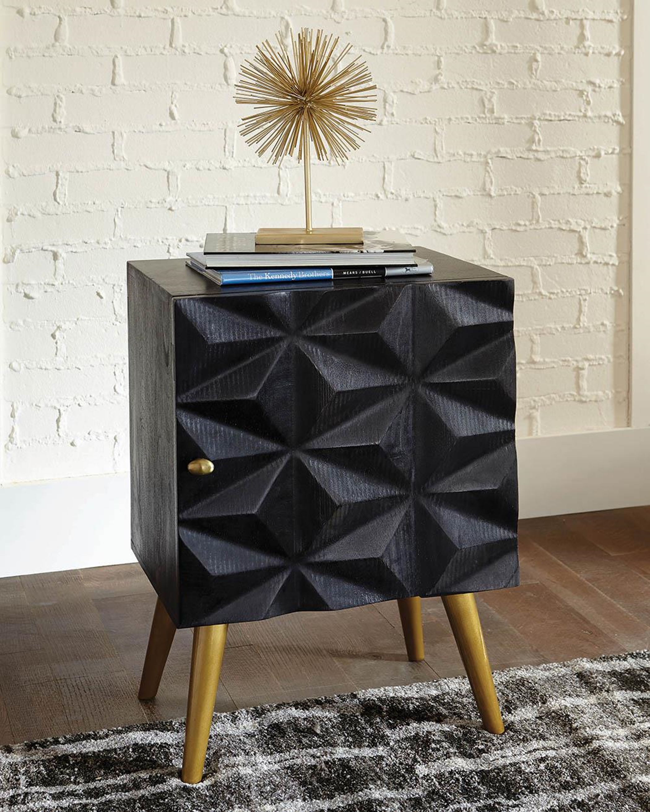 Modern Dark Brown and Gold Accent Cabinet - Click Image to Close