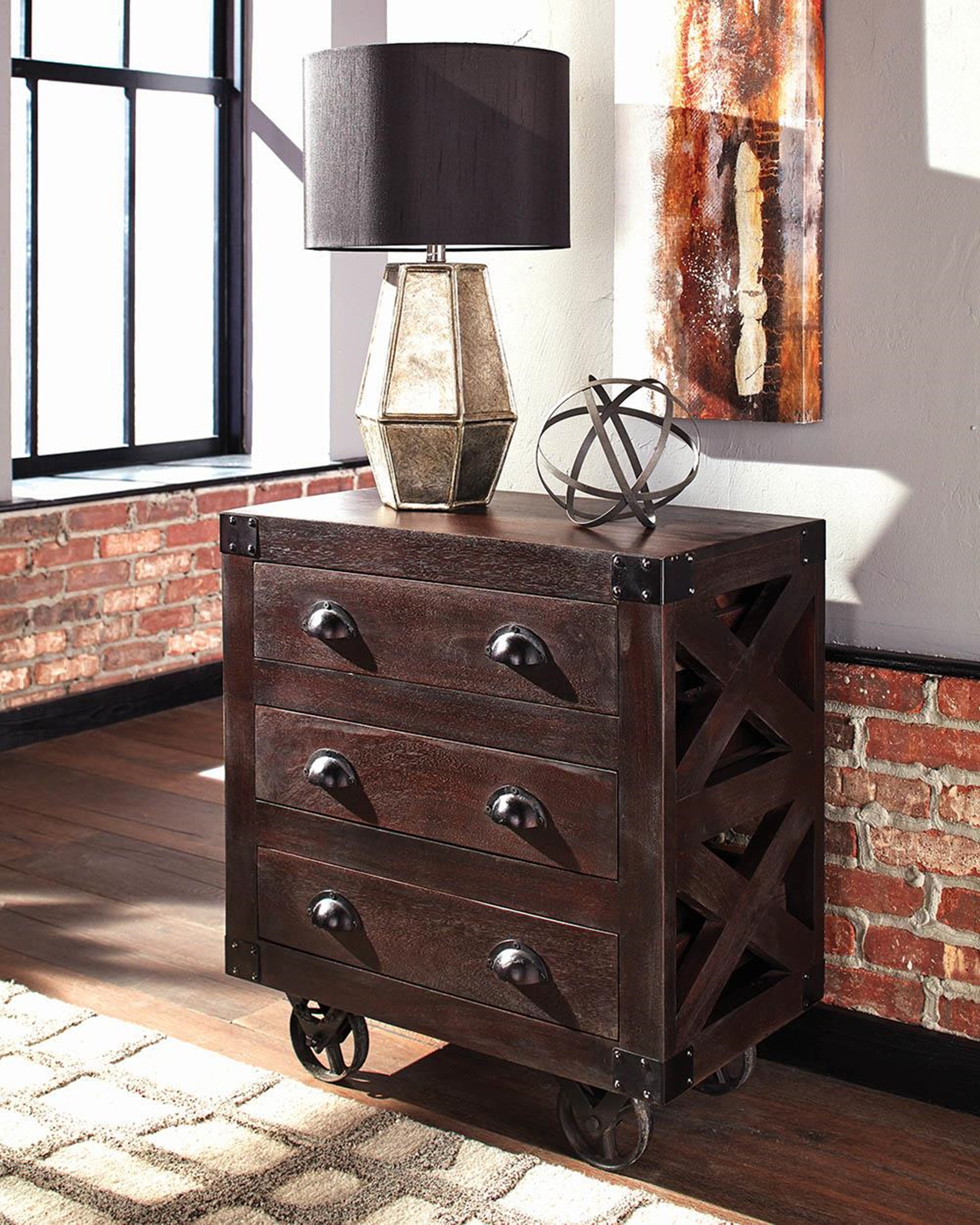 Six-Drawer Dark Brown Accent Cabinet - Click Image to Close