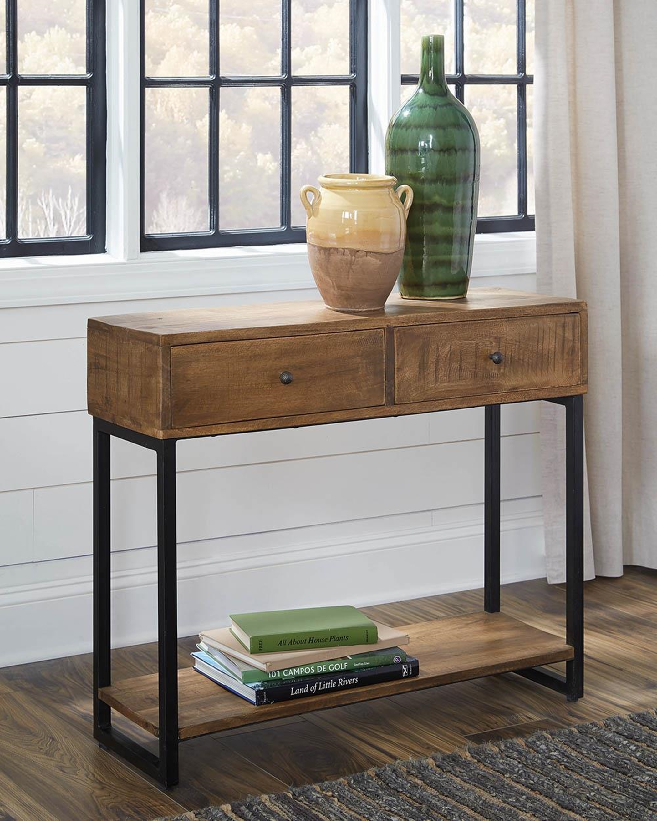 Industrial Rustic Natural Console Table - Click Image to Close