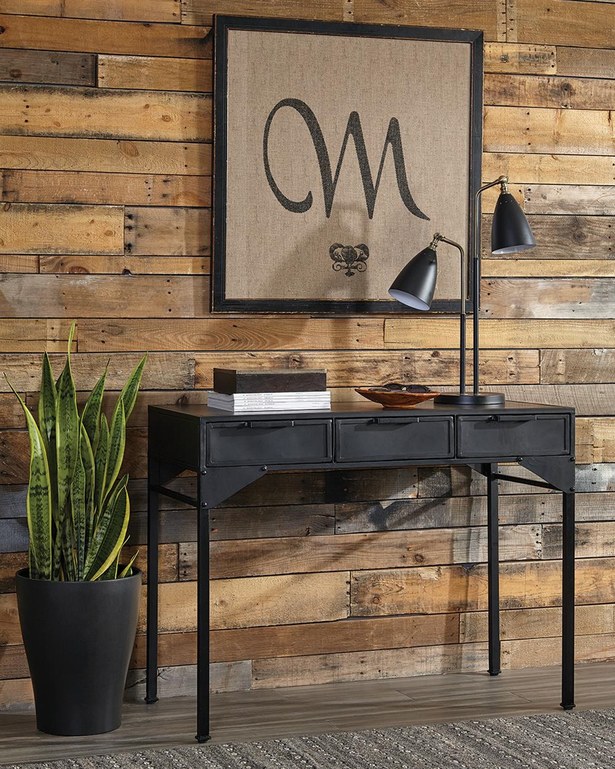 Industrial Black Console Table - Click Image to Close