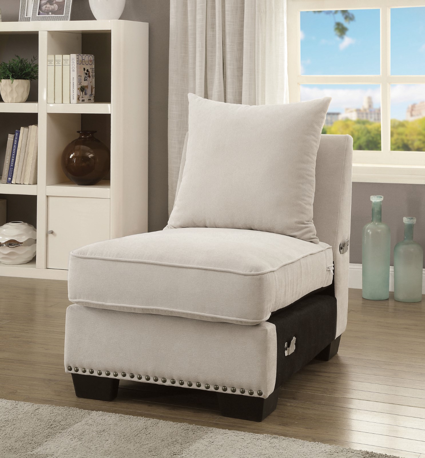 Skyler Beige Armless Chair (image for) Skyler Beige Armless Chair