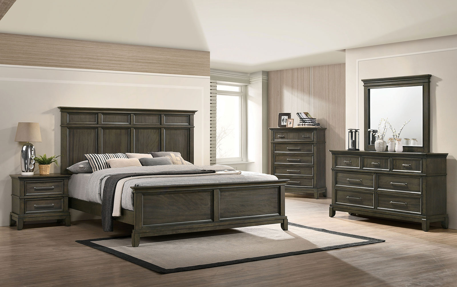 (image for) Houston Grey Qn. 5Pc W/2Ns