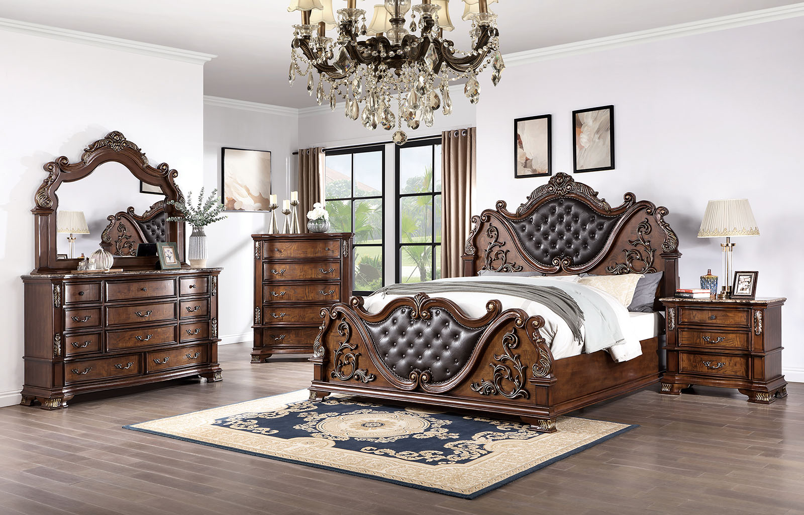 (image for) Esparanza Brown Cherry Qn. 5Pc W/2Ns