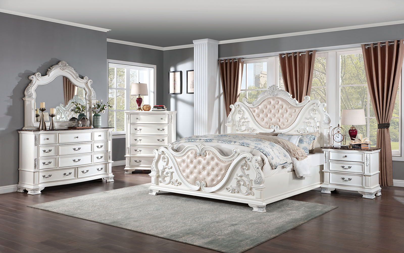 (image for) Esparanza White Qn. 5Pc W/2Ns