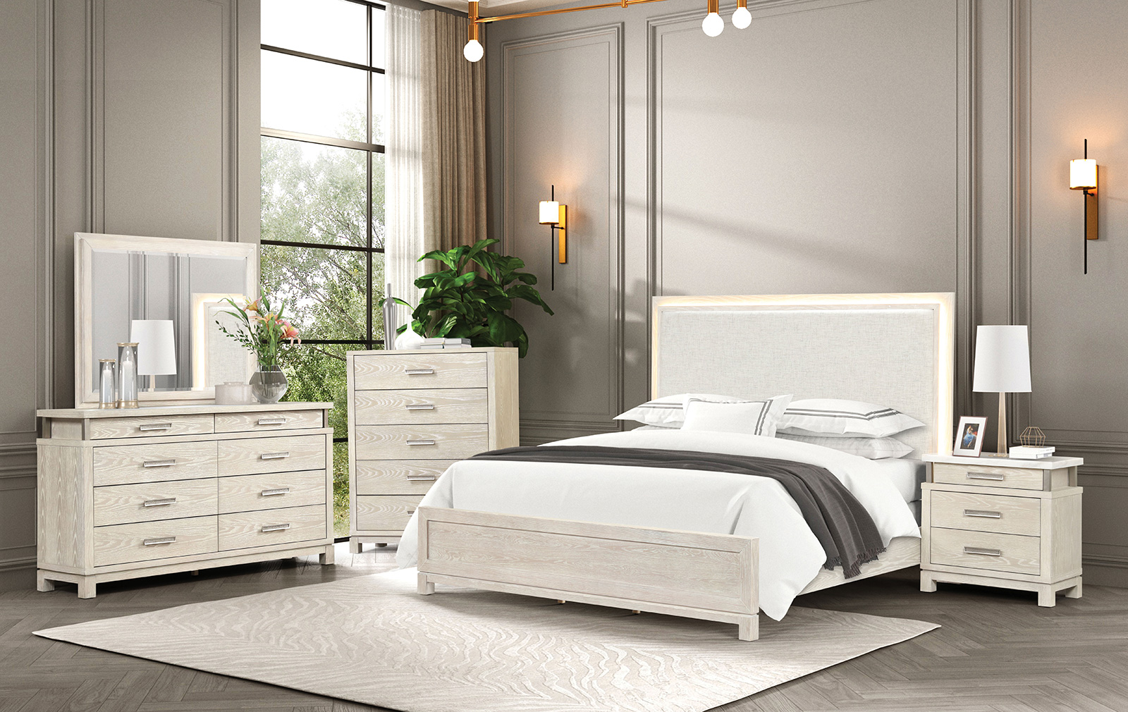 (image for) Lafayette Grey Qn. 5Pc W/2Ns