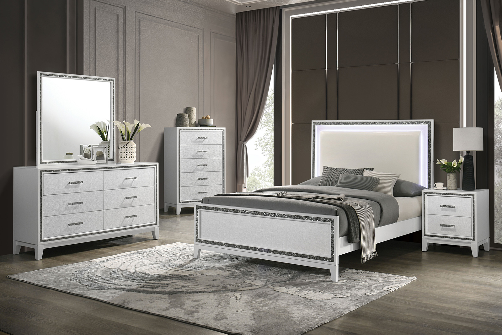 (image for) Lucida White Qn. 5Pc W/2Ns