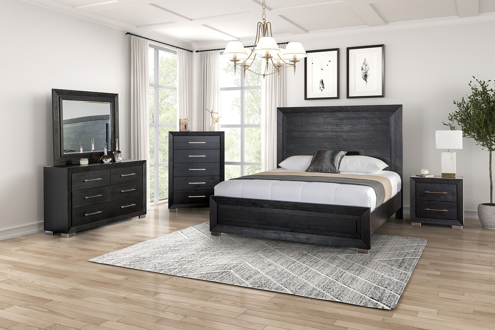 Ashbourne Black Qn. 4Pc (image for) Ashbourne Black Qn. 4Pc