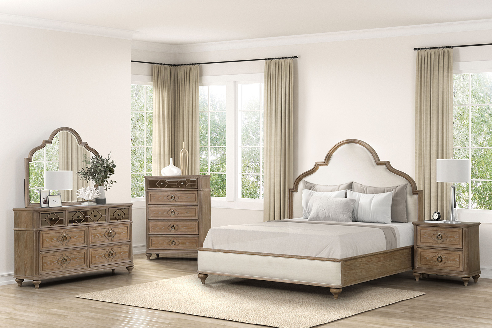 (image for) Lyris Weathered Oak Qn. 5Pc W/2Ns
