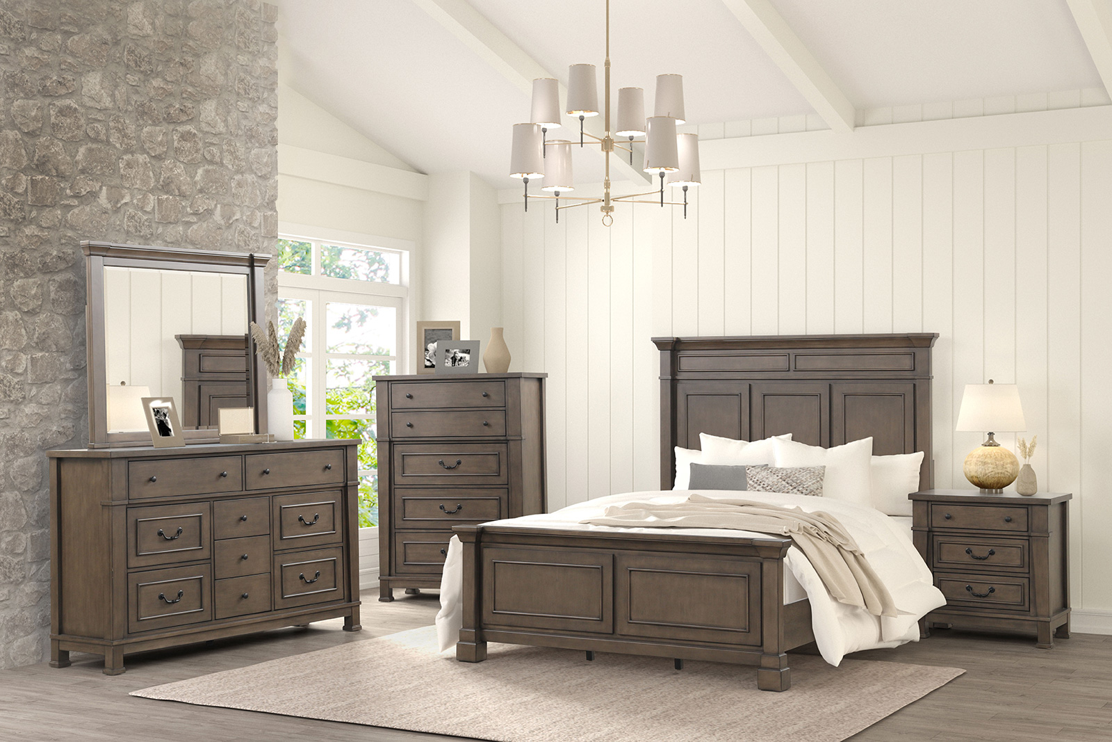 (image for) Huddersfield Dark Brown Qn. 5Pc W/Chest