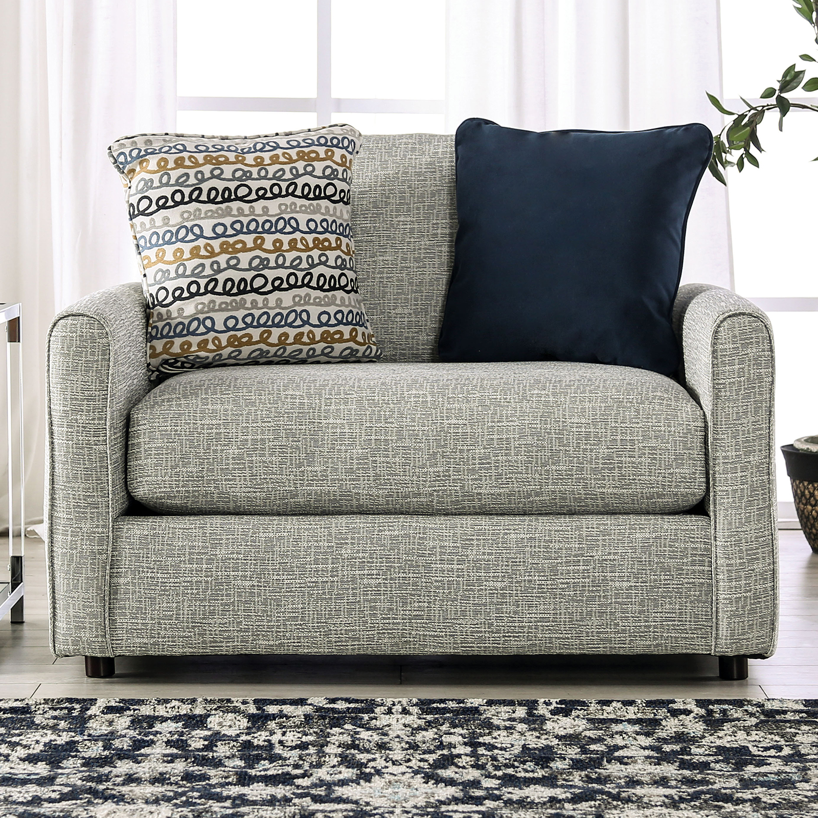 Chancery Gray/Navy Chair & Half (image for) Chancery Gray/Navy Chair & Half