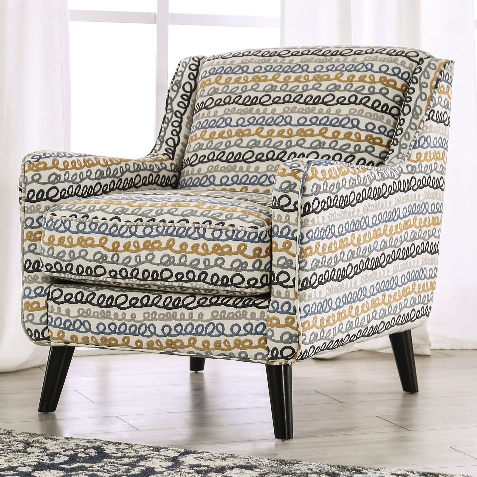 Chancery Gray/Navy Accent Chair (image for) Chancery Gray/Navy Accent Chair