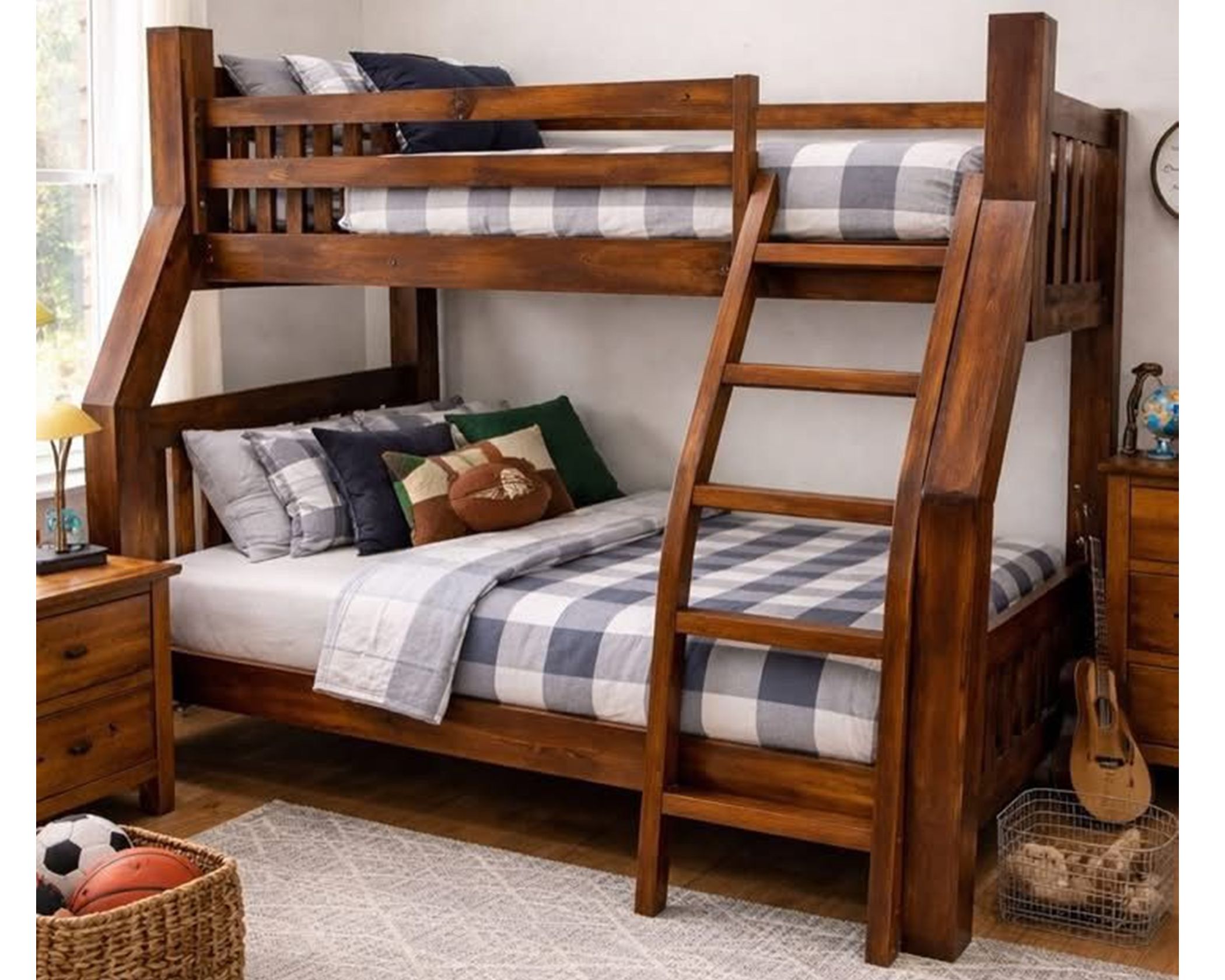 (image for) Twin/Full Walnut Bunk Bed