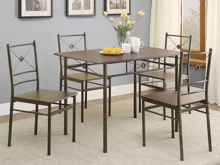 Anna 5-piece Rectangular Dining Table Set Dark Bronze (image for) Anna 5-piece Rectangular Dining Table Set Dark Bronze