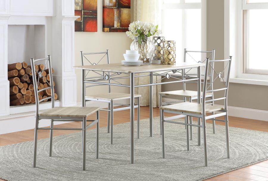 Anna 5-piece Rectangular Dining Table Set Silver (image for) Anna 5-piece Rectangular Dining Table Set Silver