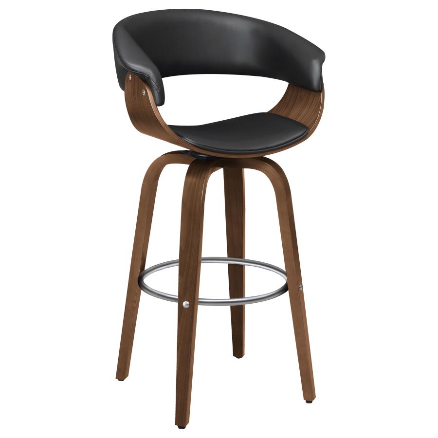 Zion Upholstered Swivel Bar Stool Walnut and Black (image for) Zion Upholstered Swivel Bar Stool Walnut and Black