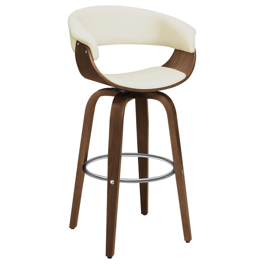 Zion Upholstered Swivel Bar Stool Walnut and Ecru (image for) Zion Upholstered Swivel Bar Stool Walnut and Ecru