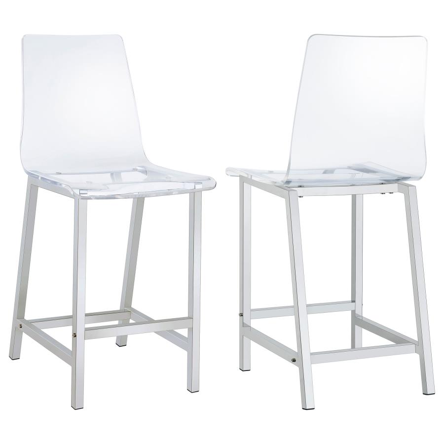 Juelia Clear Acrylic Counter Chair Chrome (Set of 2) (image for) Juelia Clear Acrylic Counter Chair Chrome (Set of 2)