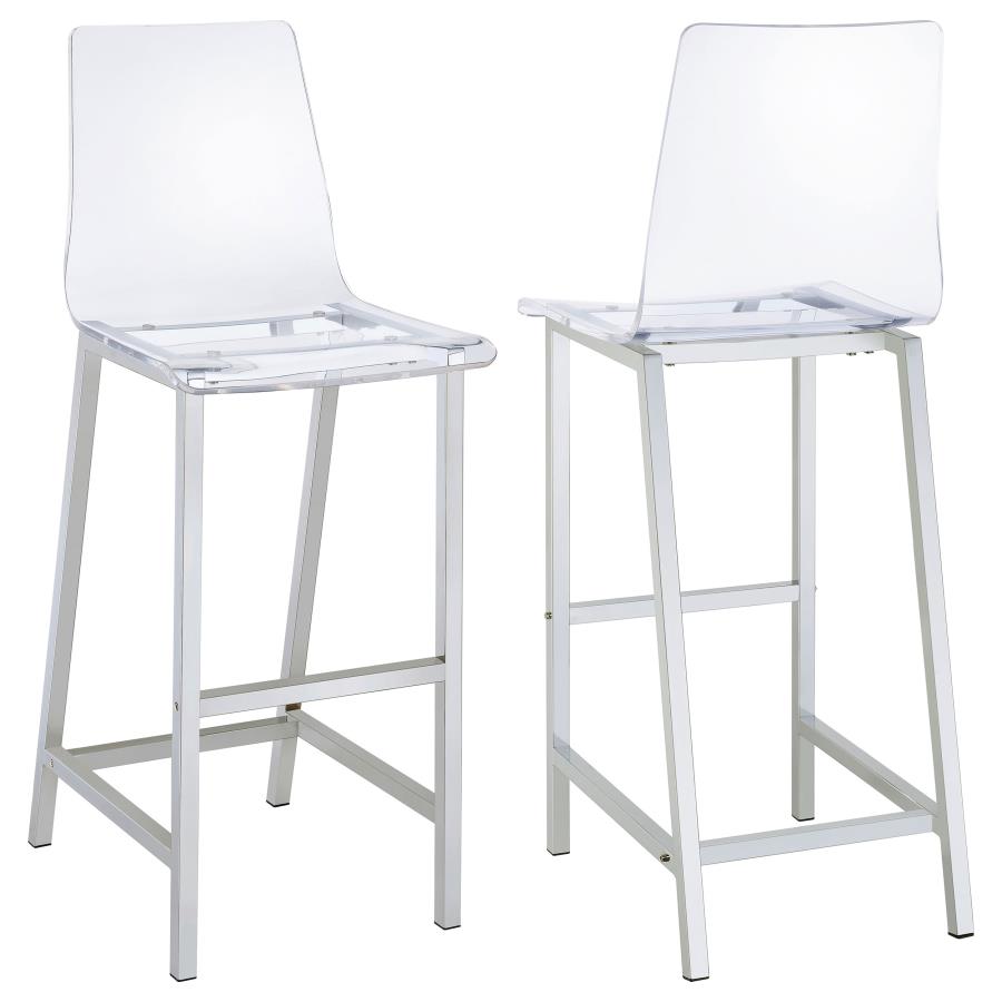 Juelia Clear Acrylic Bar Chair Chrome (Set of 2) (image for) Juelia Clear Acrylic Bar Chair Chrome (Set of 2)