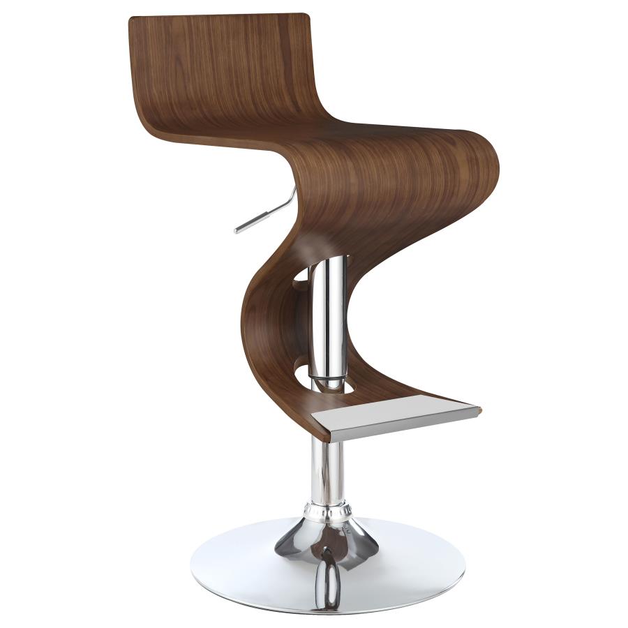Covina Adjustable Bar Stool Walnut and Chrome (image for) Covina Adjustable Bar Stool Walnut and Chrome