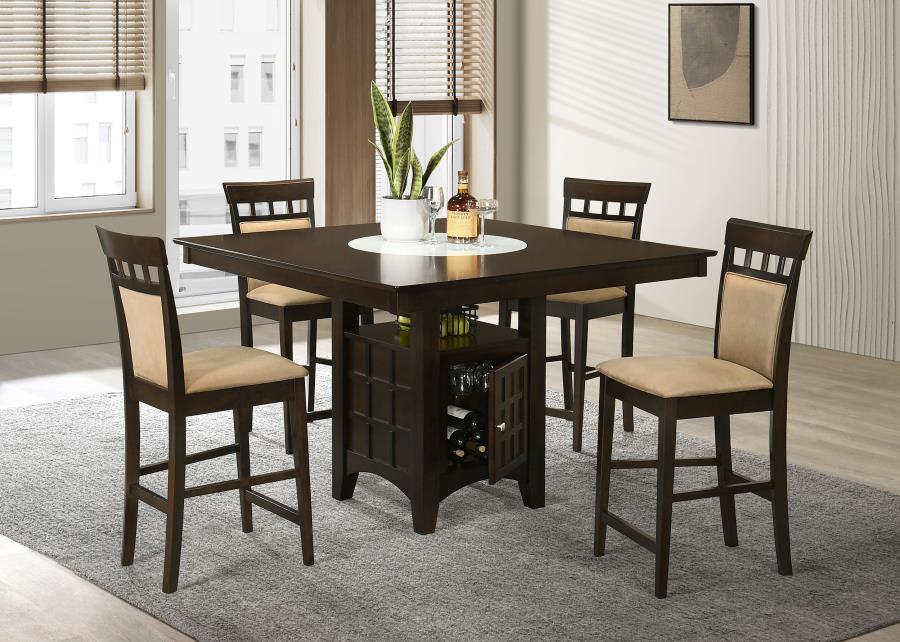 Gabriel 5-piece Square Counter Height Dining Set Cappuccino (image for) Gabriel 5-piece Square Counter Height Dining Set Cappuccino