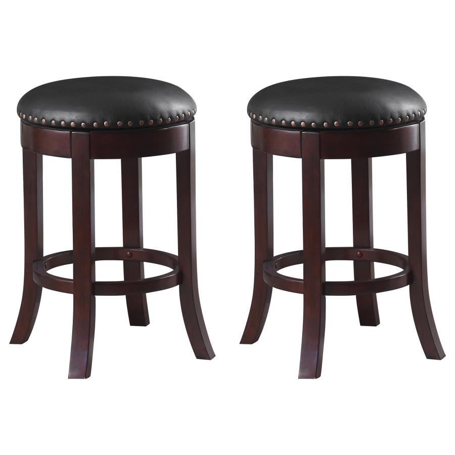 Aboushi Backless Swivel Counter Stool Brown (Set of 2) (image for) Aboushi Backless Swivel Counter Stool Brown (Set of 2)