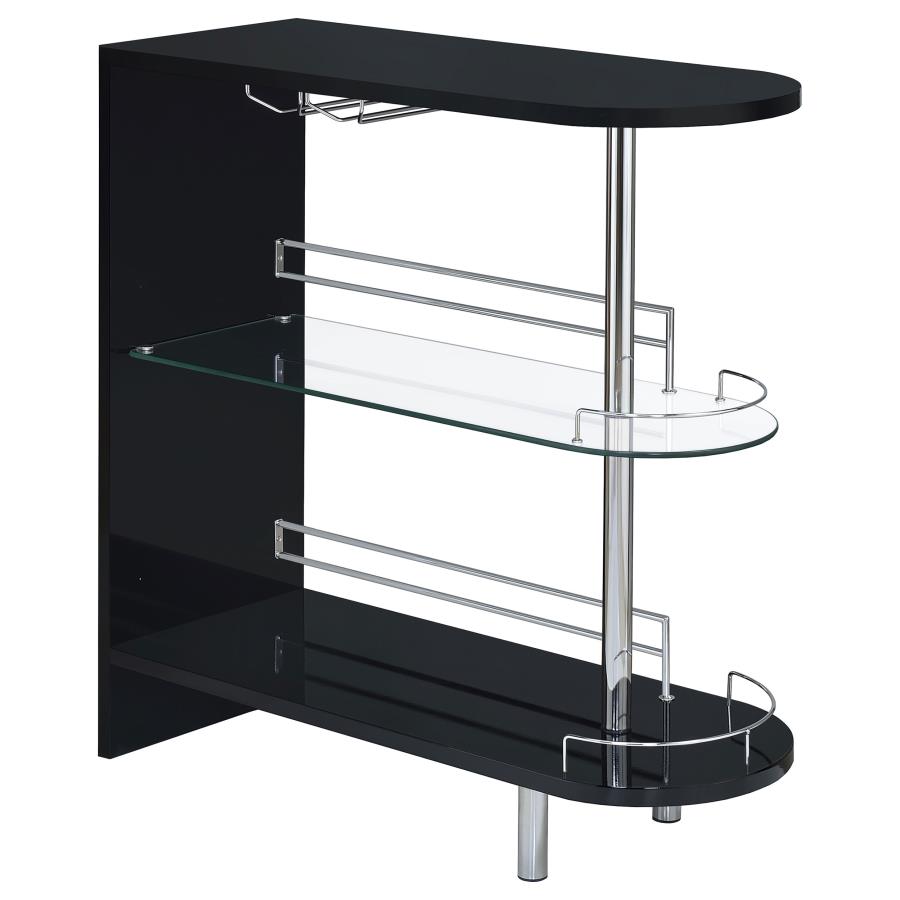 Adolfo Rectangular 2-tier Home Bar Table Black High Gloss (image for) Adolfo Rectangular 2-tier Home Bar Table Black High Gloss