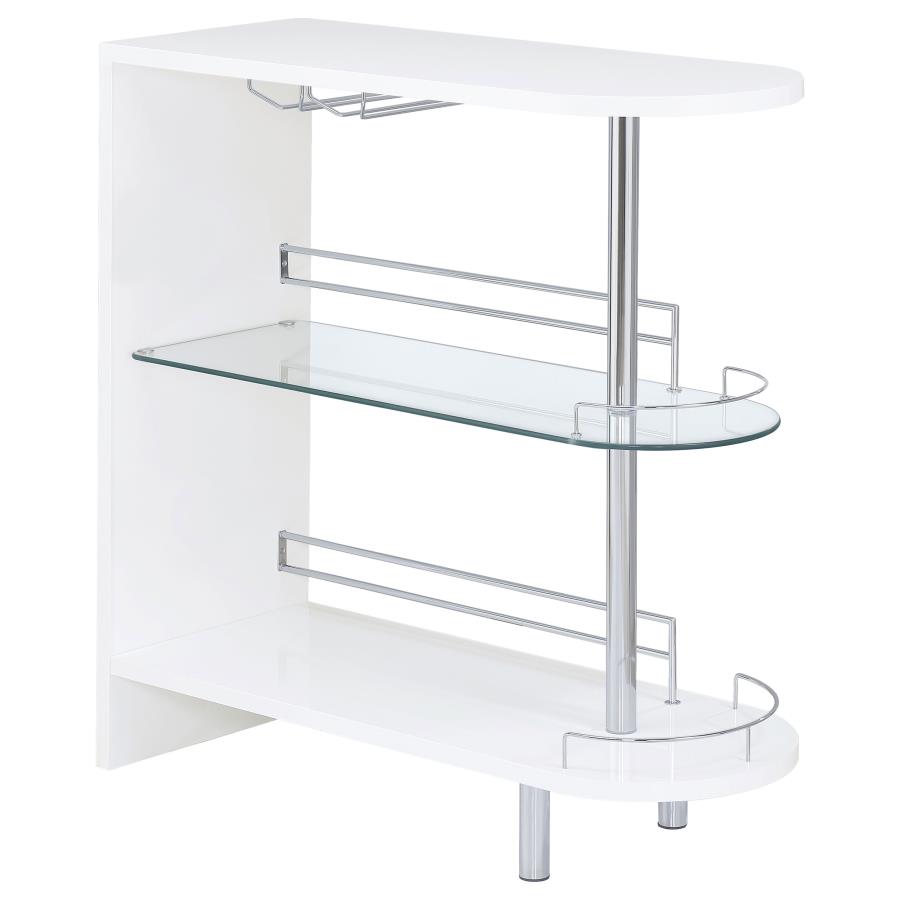 Adolfo Rectangular 2-tier Home Bar Table White High Gloss (image for) Adolfo Rectangular 2-tier Home Bar Table White High Gloss