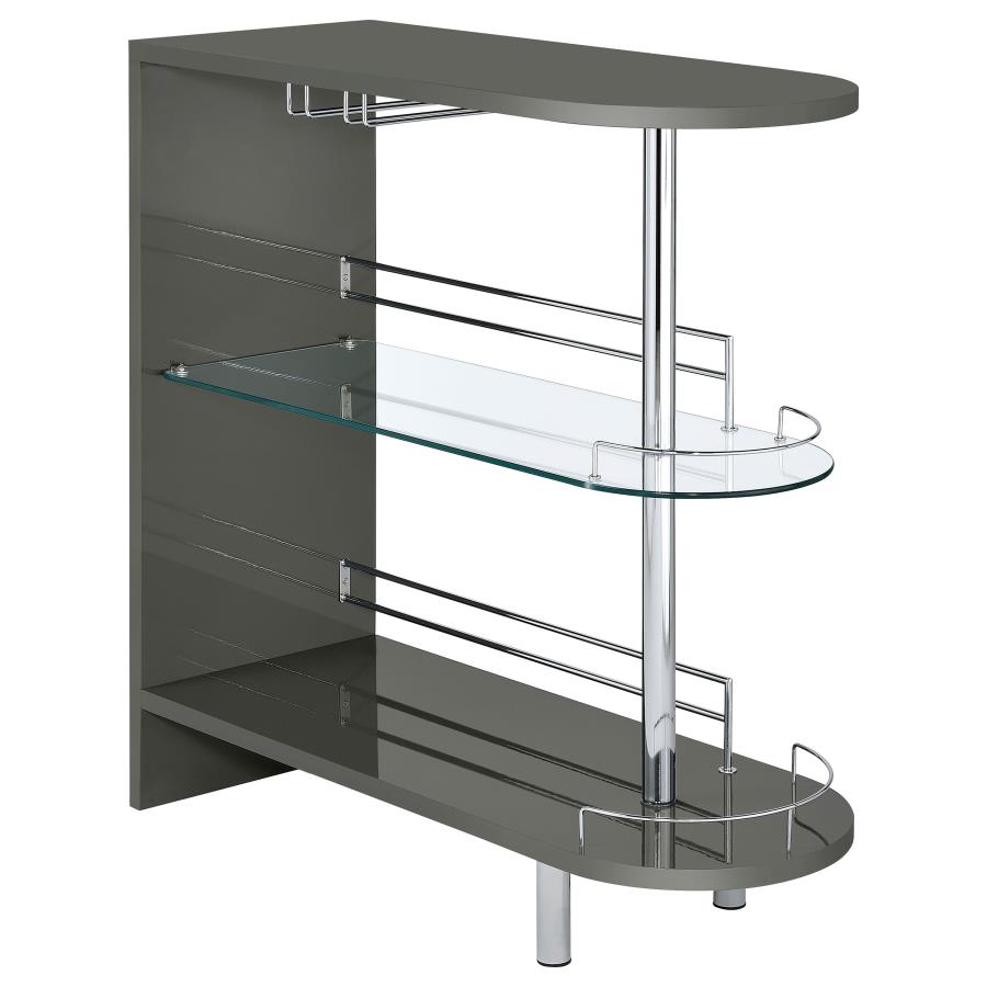 Adolfo Rectangular 2-tier Home Bar Table Grey High Gloss (image for) Adolfo Rectangular 2-tier Home Bar Table Grey High Gloss