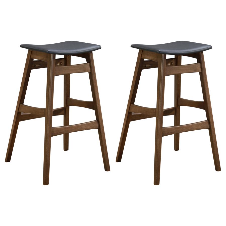 Finnick Cushioned Backless Bar Stool Walnut (Set of 2) (image for) Finnick Cushioned Backless Bar Stool Walnut (Set of 2)