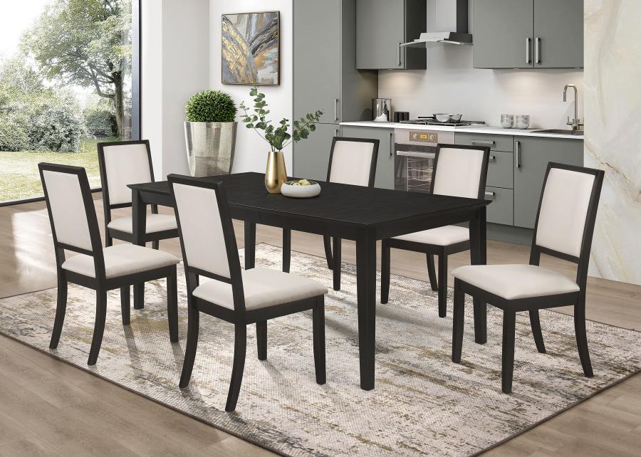 Louise 7-piece Rectangular Extension Leaf Dining Set Black (image for) Louise 7-piece Rectangular Extension Leaf Dining Set Black