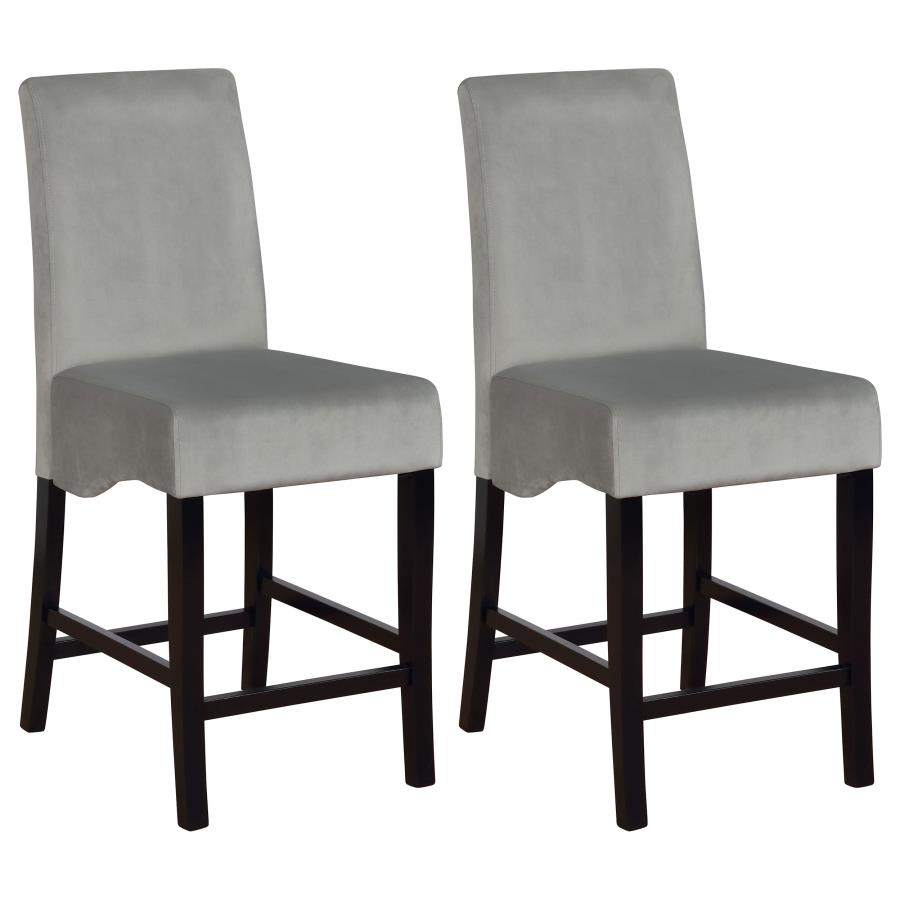 Stanton Velvet Upholstered Counter Chair Grey (Set of 2) (image for) Stanton Velvet Upholstered Counter Chair Grey (Set of 2)