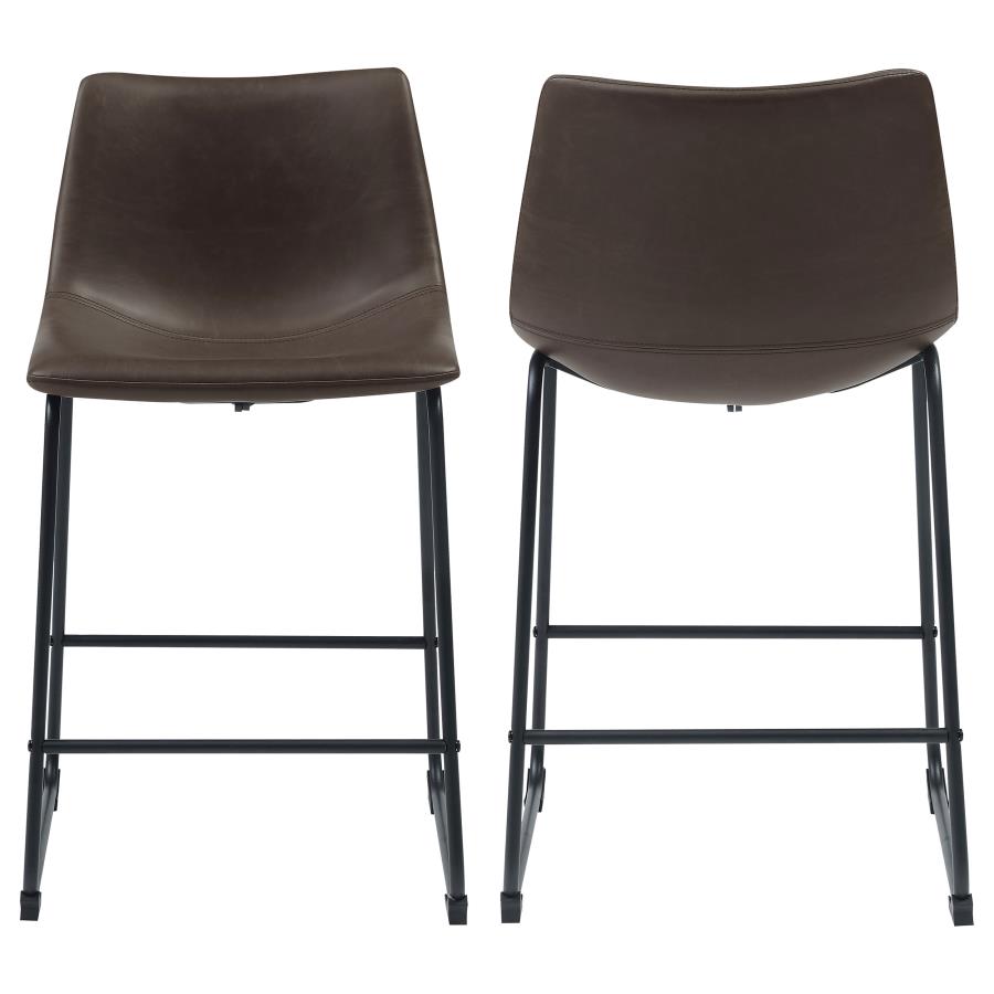 Michelle Upholstered Counter Chair Brown (Set of 2) (image for) Michelle Upholstered Counter Chair Brown (Set of 2)