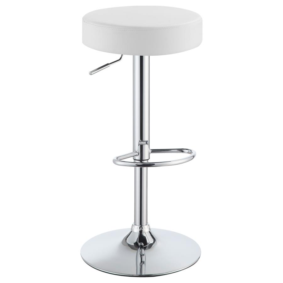 Ramses Adjustable Backless Bar Stool Chrome and White (image for) Ramses Adjustable Backless Bar Stool Chrome and White