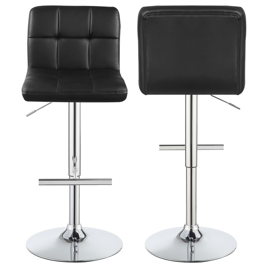 Lenny Upholstered Adjustable Bar Stool Black (Set of 2) (image for) Lenny Upholstered Adjustable Bar Stool Black (Set of 2)