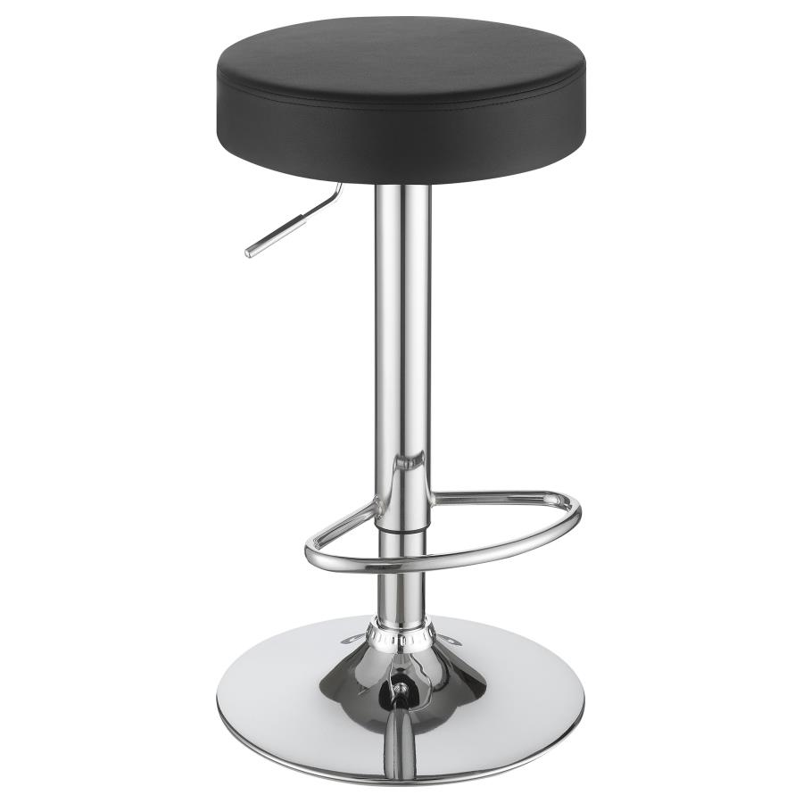 Ramses 29" Adjustable Bar Stool Chrome and Black (image for) Ramses 29" Adjustable Bar Stool Chrome and Black