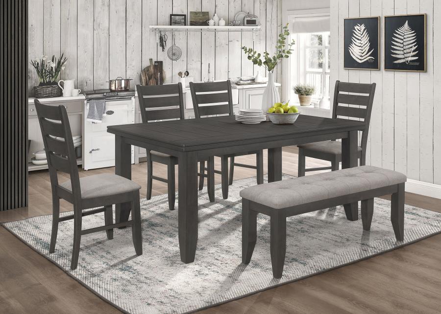 Dalila 6-piece Rectangular Dining Table Set Dark Grey (image for) Dalila 6-piece Rectangular Dining Table Set Dark Grey