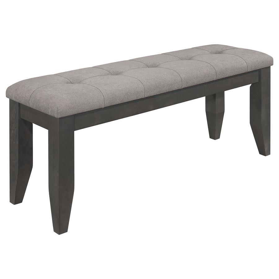 Dalila Fabric Upholstered Wood Dining Bench Dark Grey (image for) Dalila Fabric Upholstered Wood Dining Bench Dark Grey
