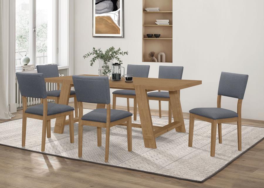 Sharon 7-piece Rectangular Dining Table Set Brown (image for) Sharon 7-piece Rectangular Dining Table Set Brown