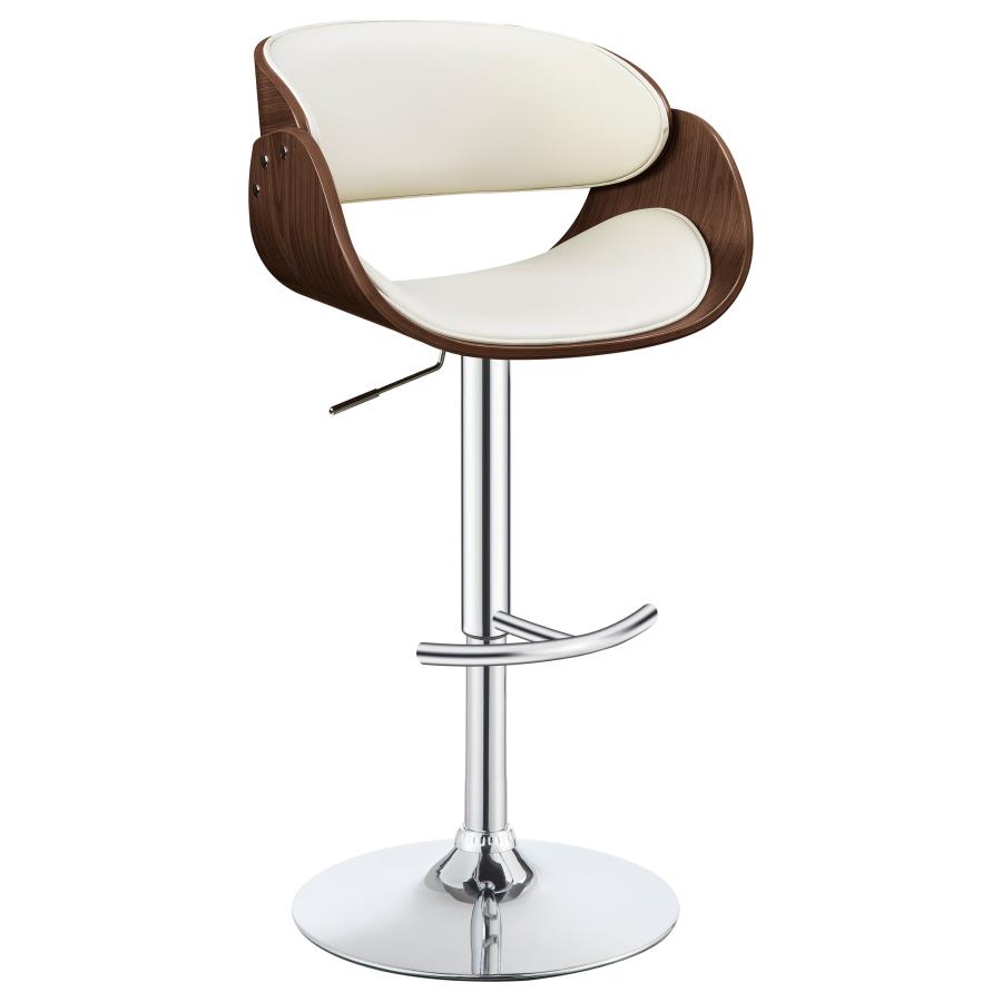 Dana Adjustable Bar Stool Ecru and Chrome (image for) Dana Adjustable Bar Stool Ecru and Chrome