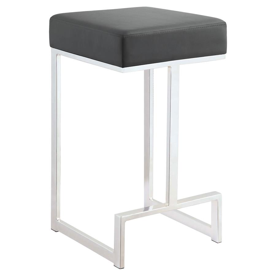 Gervase Square Counter Height Stool Grey and Chrome (image for) Gervase Square Counter Height Stool Grey and Chrome