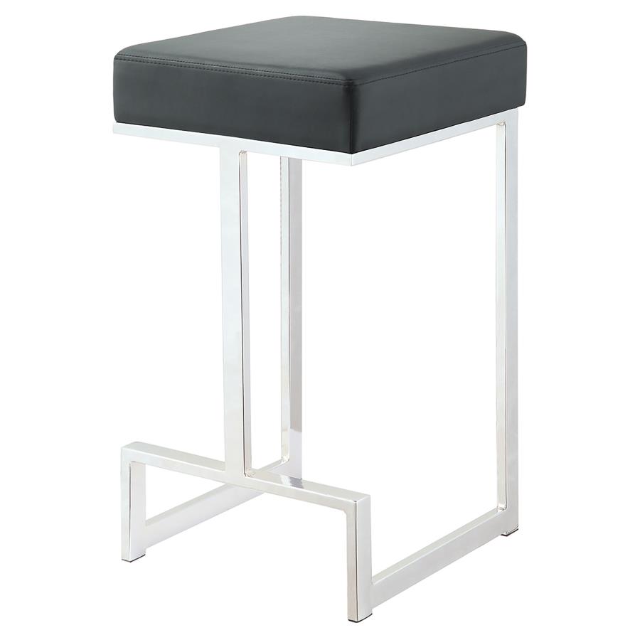Gervase Square Counter Height Stool Black and Chrome (image for) Gervase Square Counter Height Stool Black and Chrome