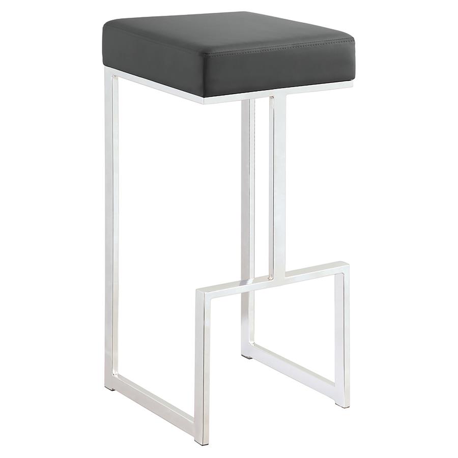 Gervase Square Bar Stool Grey and Chrome (image for) Gervase Square Bar Stool Grey and Chrome